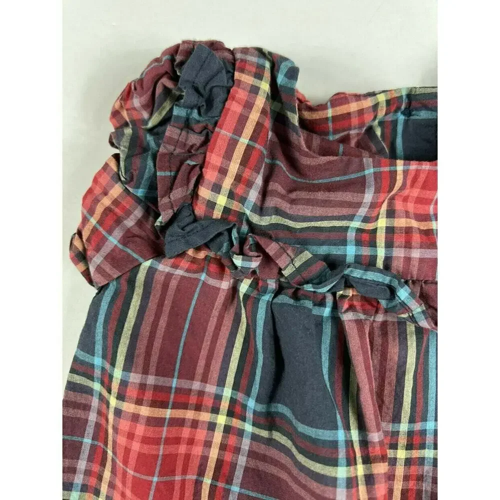 Tea Collection Matsuri Plaid Woven Romper Navy Red 12-18 Months